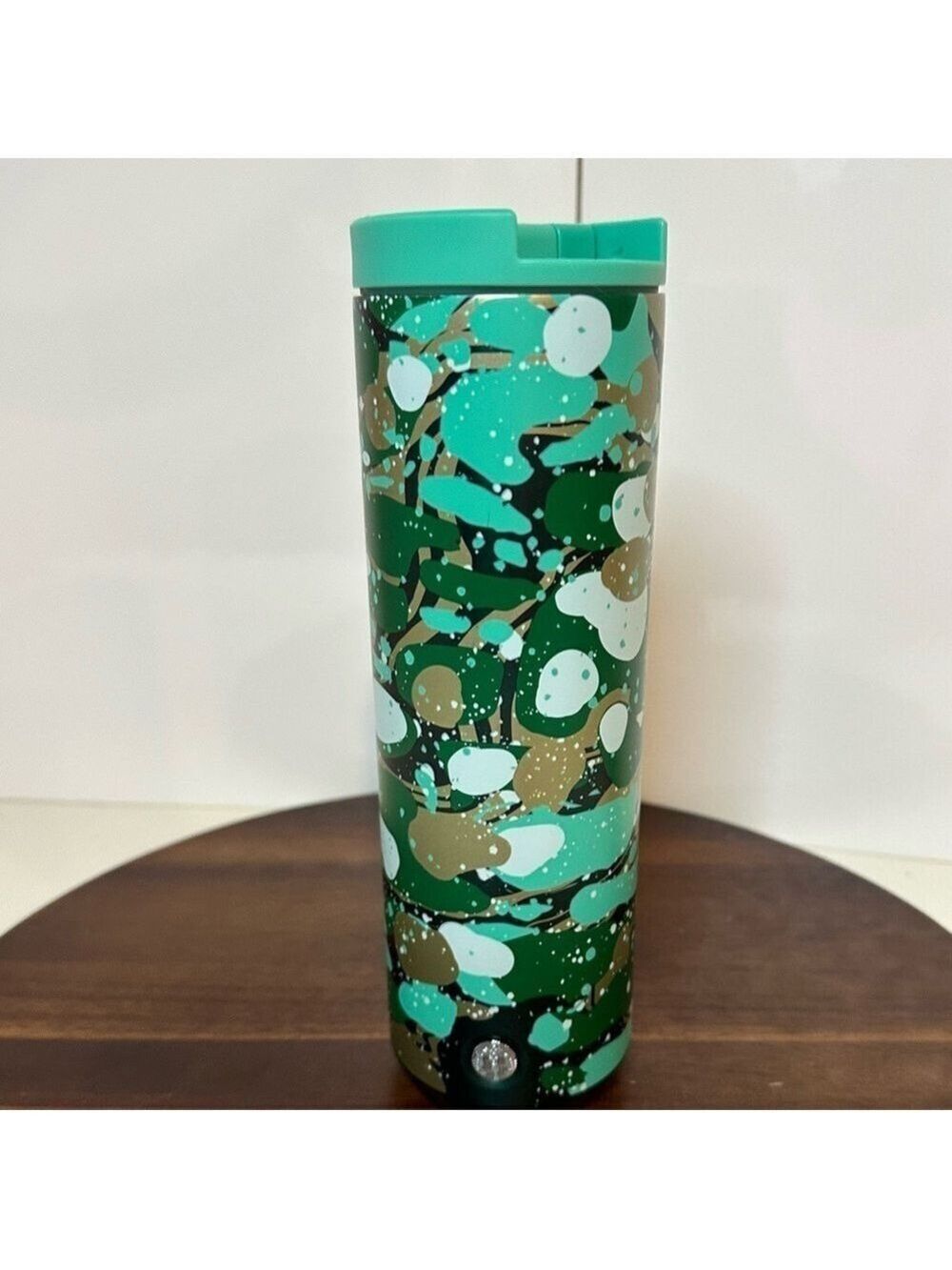 Starbucks 2022 Holiday Forest Green Marble Camo Tumbler 16 oz Stainless Steel